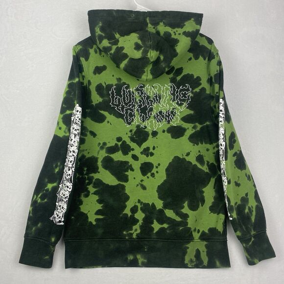Lurking Class Skull Graphic Sweater Adult Small Green Tie Dye Hoodie Sweatshirt - Picture 2 of 11